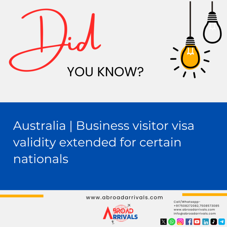 Australia | Business visitor visa validity extended for certain nationals